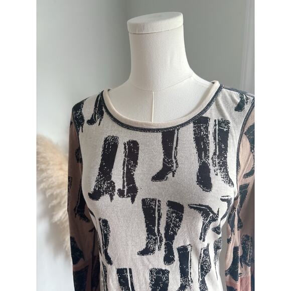 Nic + Zoe These Boots Sweater Size Small Reversible Jacquard Western - Picture 10 of 15